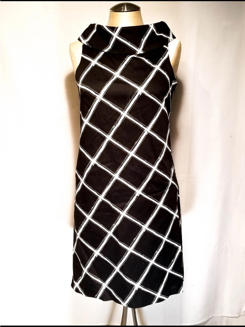 MICHAEL Michael Kors Black Dress with White Windowpane Grid